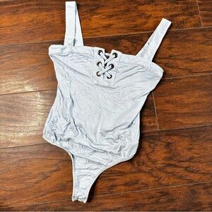 Marciano Blue Lace Front Bodysuit